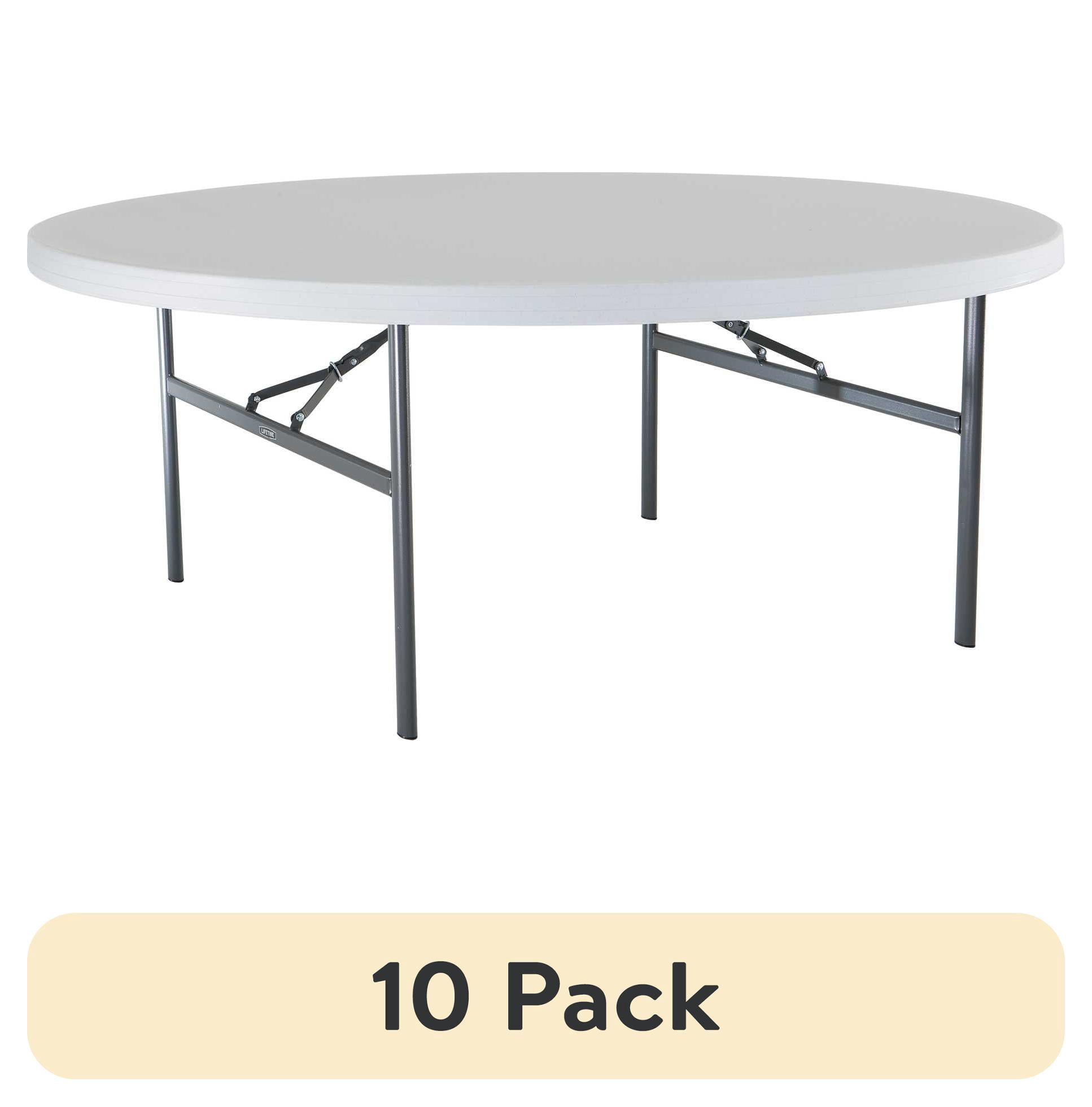 (10 pack) Lifetime 72" Commercial Grade Round Folding Table, White (22673)