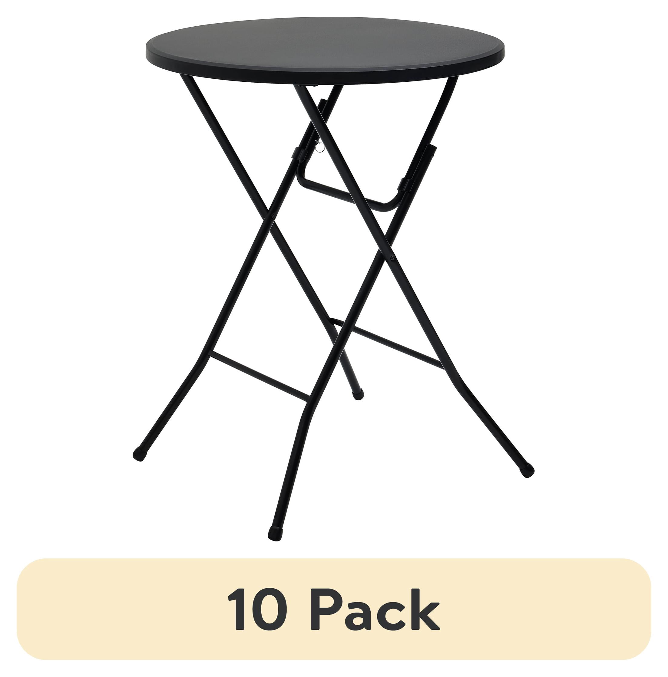(10 pack) Mainstays 31 in Round High-Top Cocktail Folding Table, Black