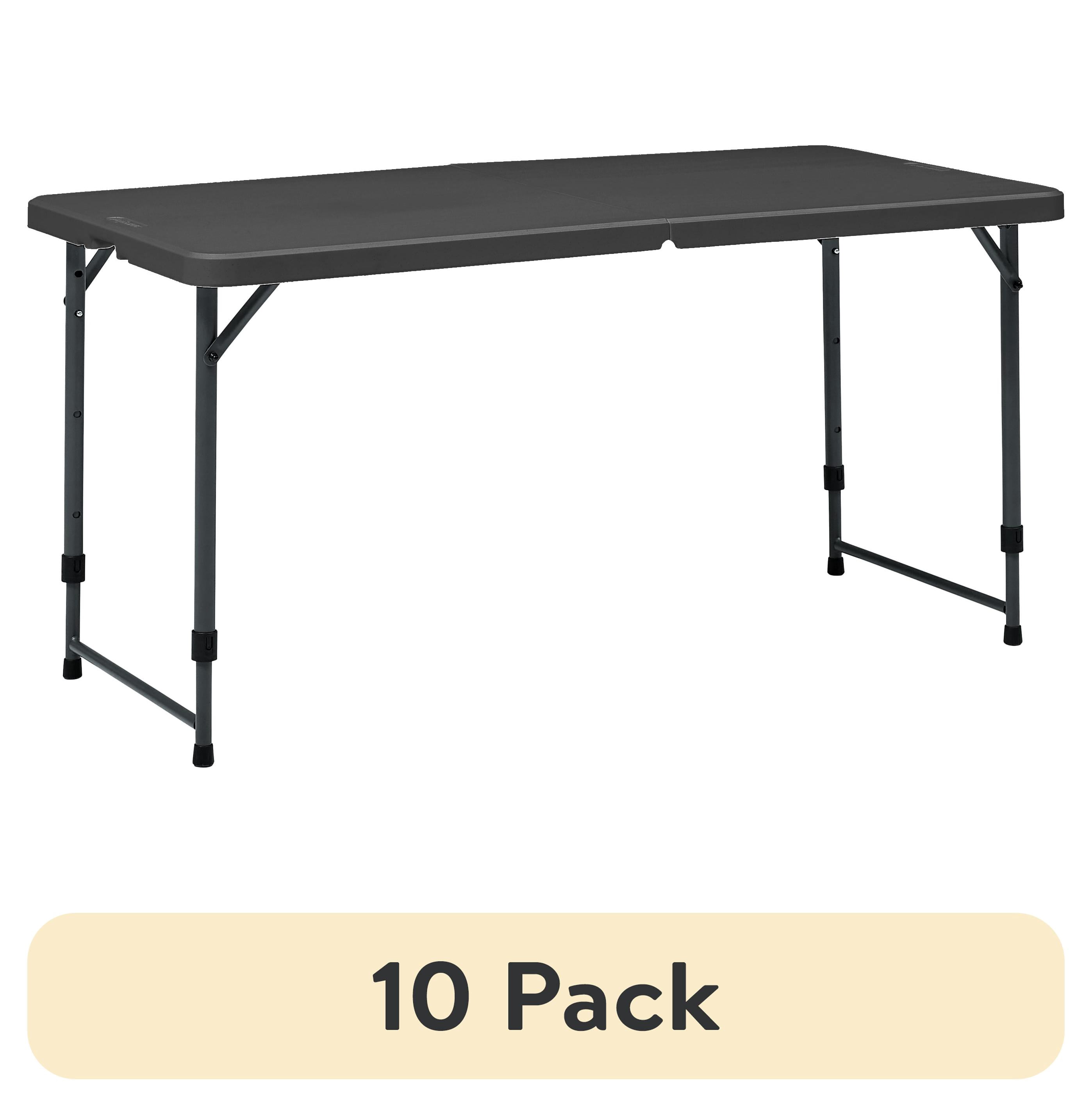(10 pack) Mainstays 4' Adjustable Height Centerfold Folding Table, Black