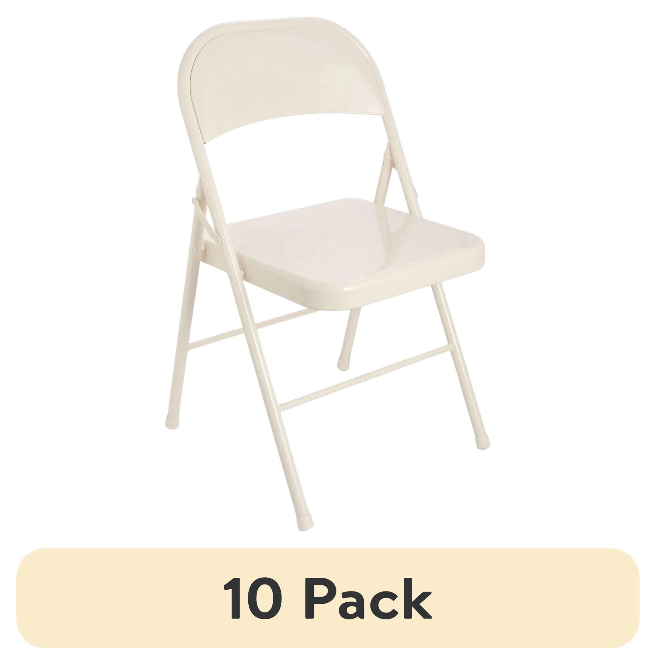 (10 pack) Mainstays Metal Folding Chair, Cream