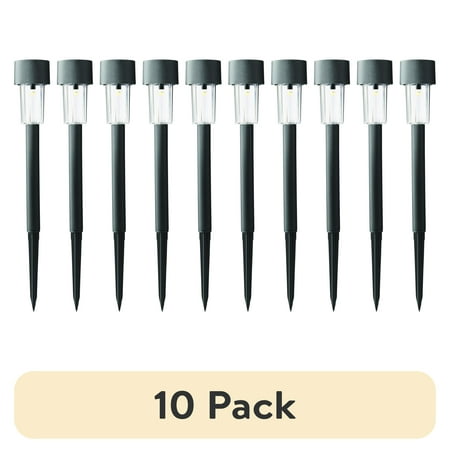 (10 pack) Mainstays Black Classic Column Solar Powered LED Path and Garden Light, 2 Lumens