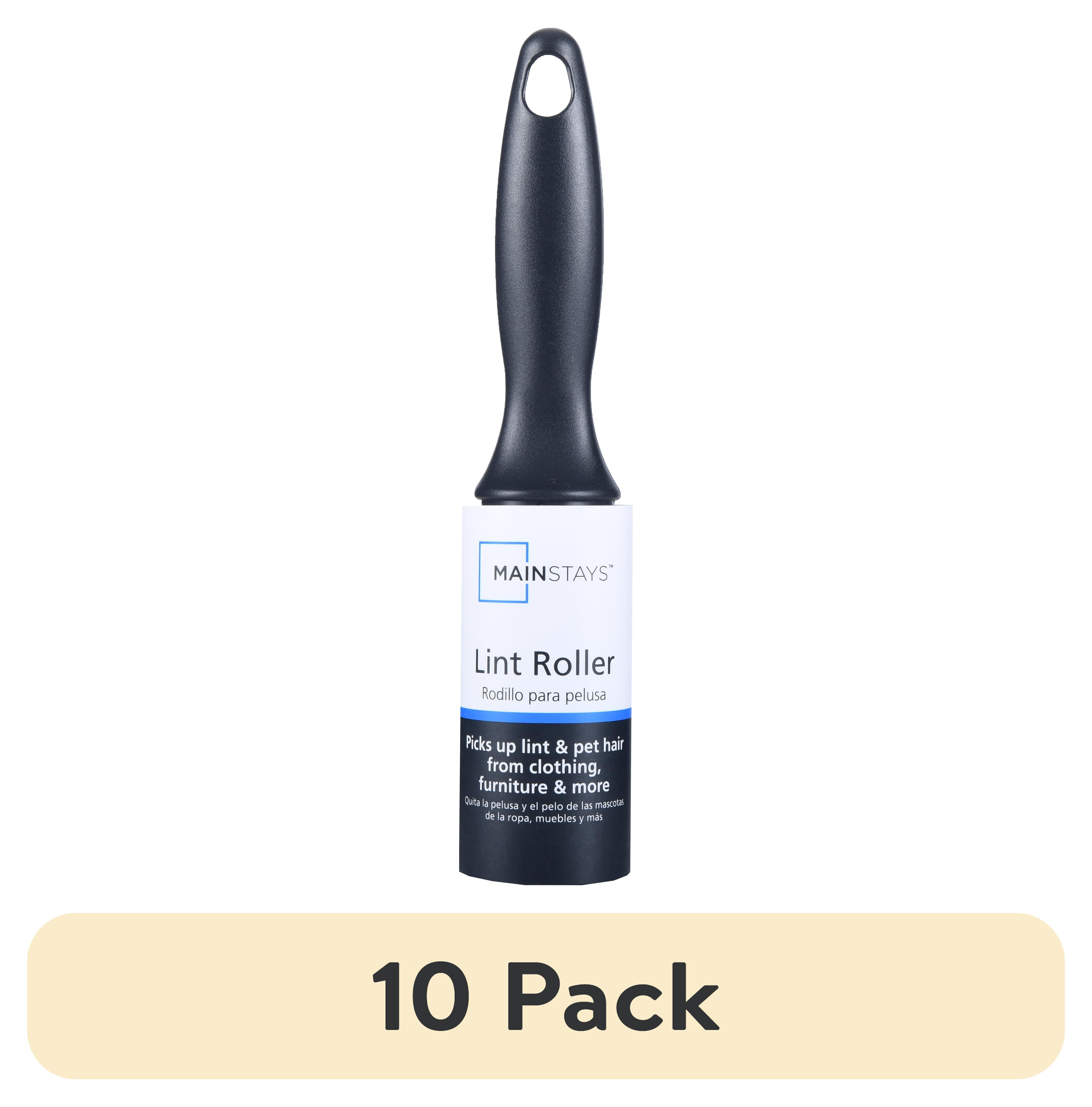 (10 pack) Mainstays Lint Roller, 60 Sheets Easy Tear, Ergonomic Handle, Removes Lint and Pet Hair from Clothing, Furniture, Crafts, Travel