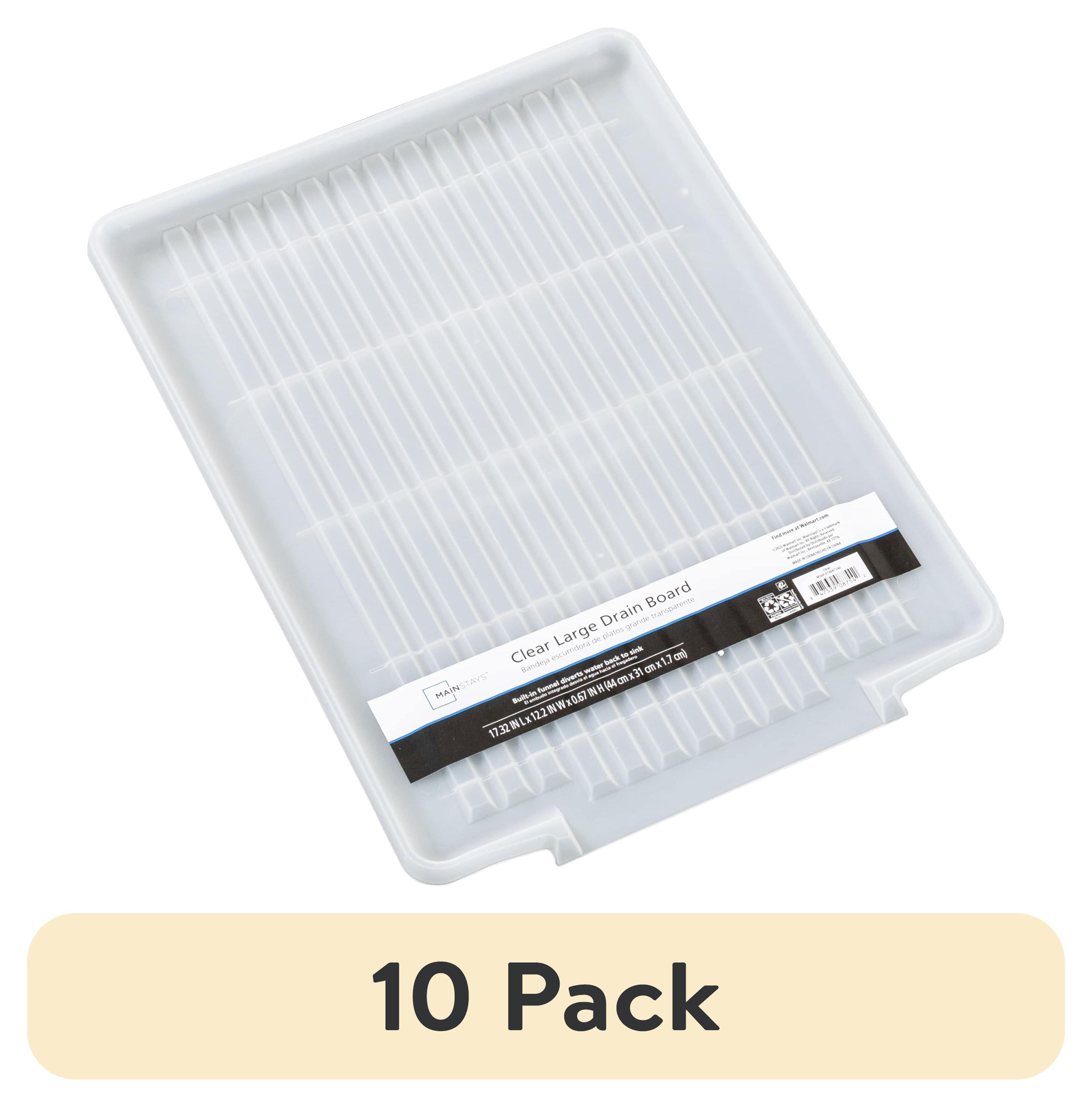 (10 pack) Mainstays Large Clear Plastic Dish Drying Drain Board, Kitchen Sink Dish Drainer Tray for Countertop Drying