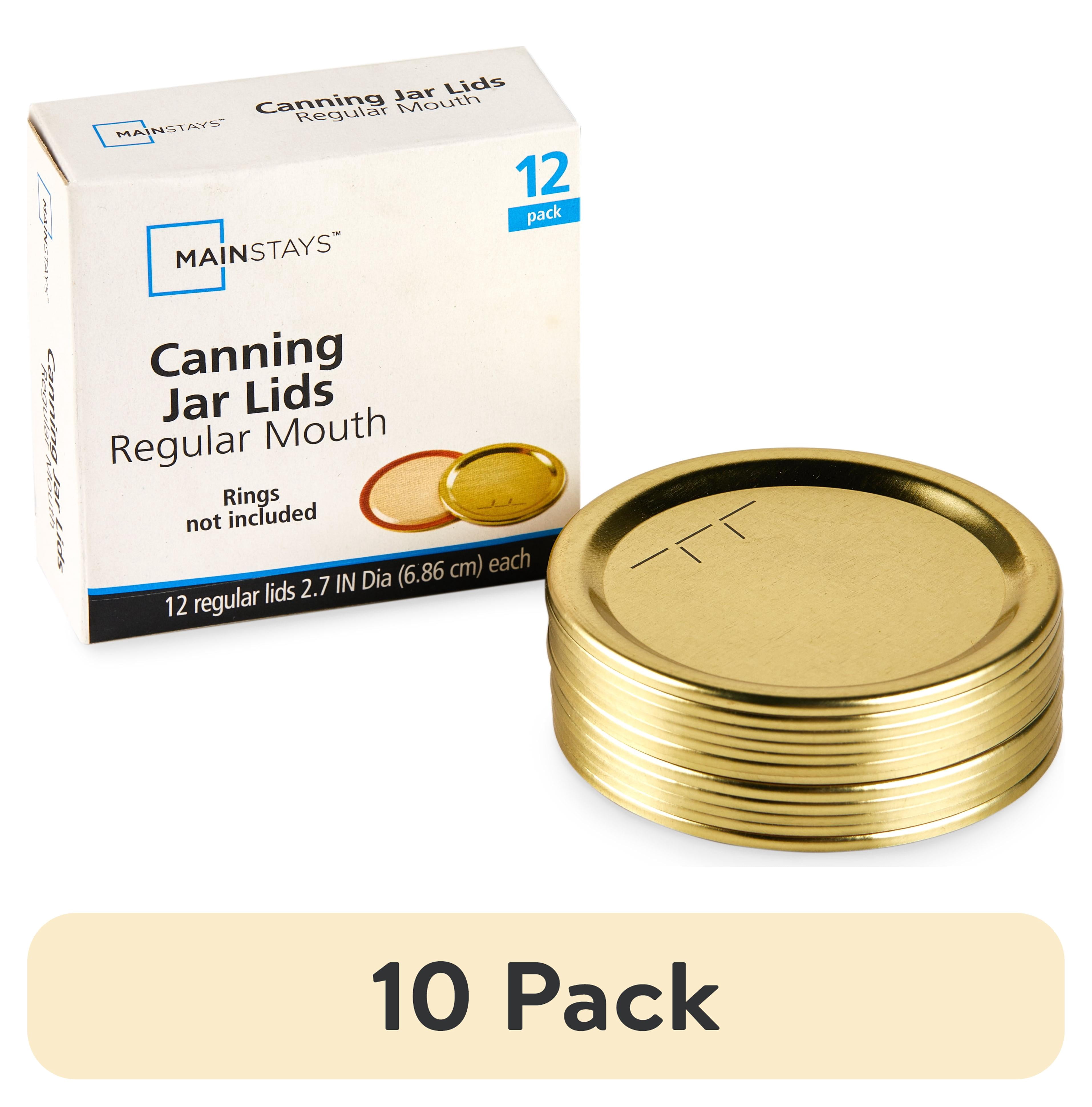 (10 pack) Mainstays Regular Mouth Canning Lids - Airtight Mouth Mason Jar Lids for Canning and Food Preservation