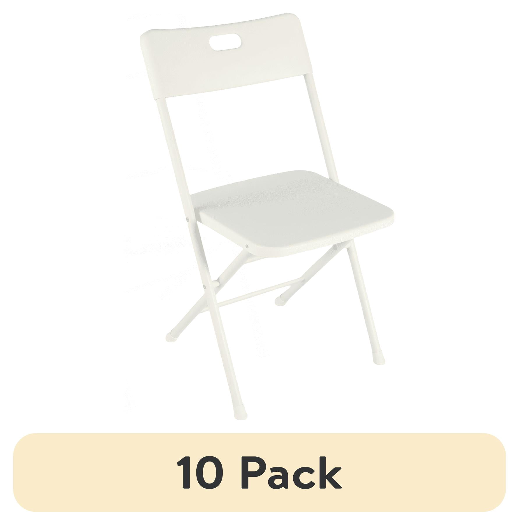 (10 pack) Mainstays Resin Folding Chair with Carry Handle, White