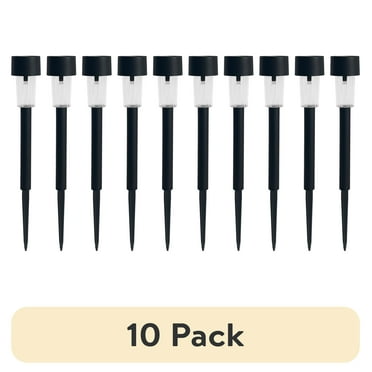 (10 pack) Mainstays Solar Powered Black Classic Column LED Path Light and Landscape Light, 2 Lumens