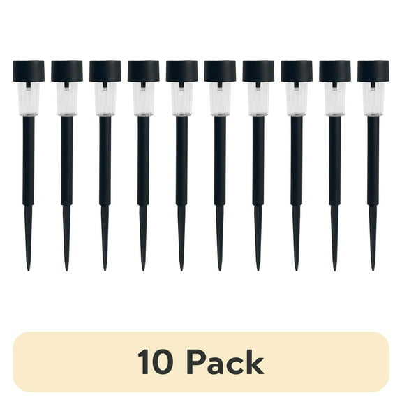 (10 pack) Mainstays Solar Powered Black Classic Column LED Path Light and Landscape Light, 2 Lumens