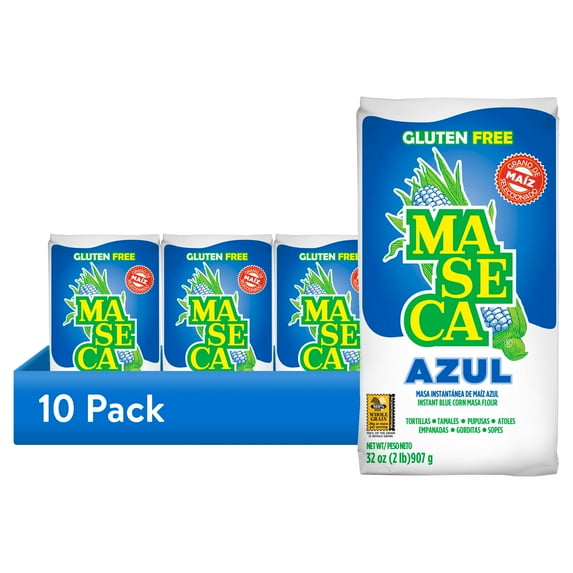 (10 pack) Maseca Blue Instant Corn Masa Flour, Gluten-Free, 32 oz