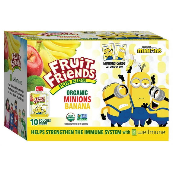 (10-pack) Minions Organic Banana Apple Sauce Fruit Pouch, 3.2 oz