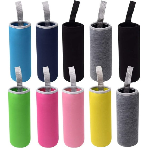 10 pack Neoprene Water Bottle Sleeve - 12 oz to 18 oz Insulated Glass Bottle Cozy Multi-Color