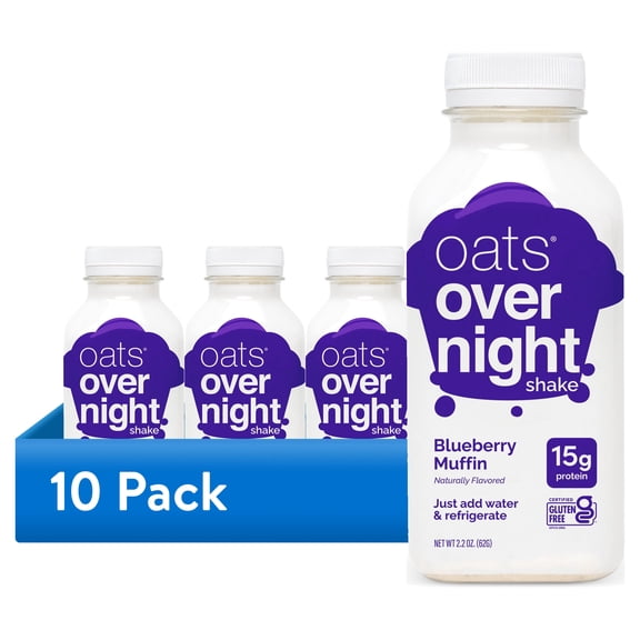(10 pack) Oats Overnight Blueberry Muffin Protein Overnight Oatmeal Shake, 2.2 oz, 1 Count