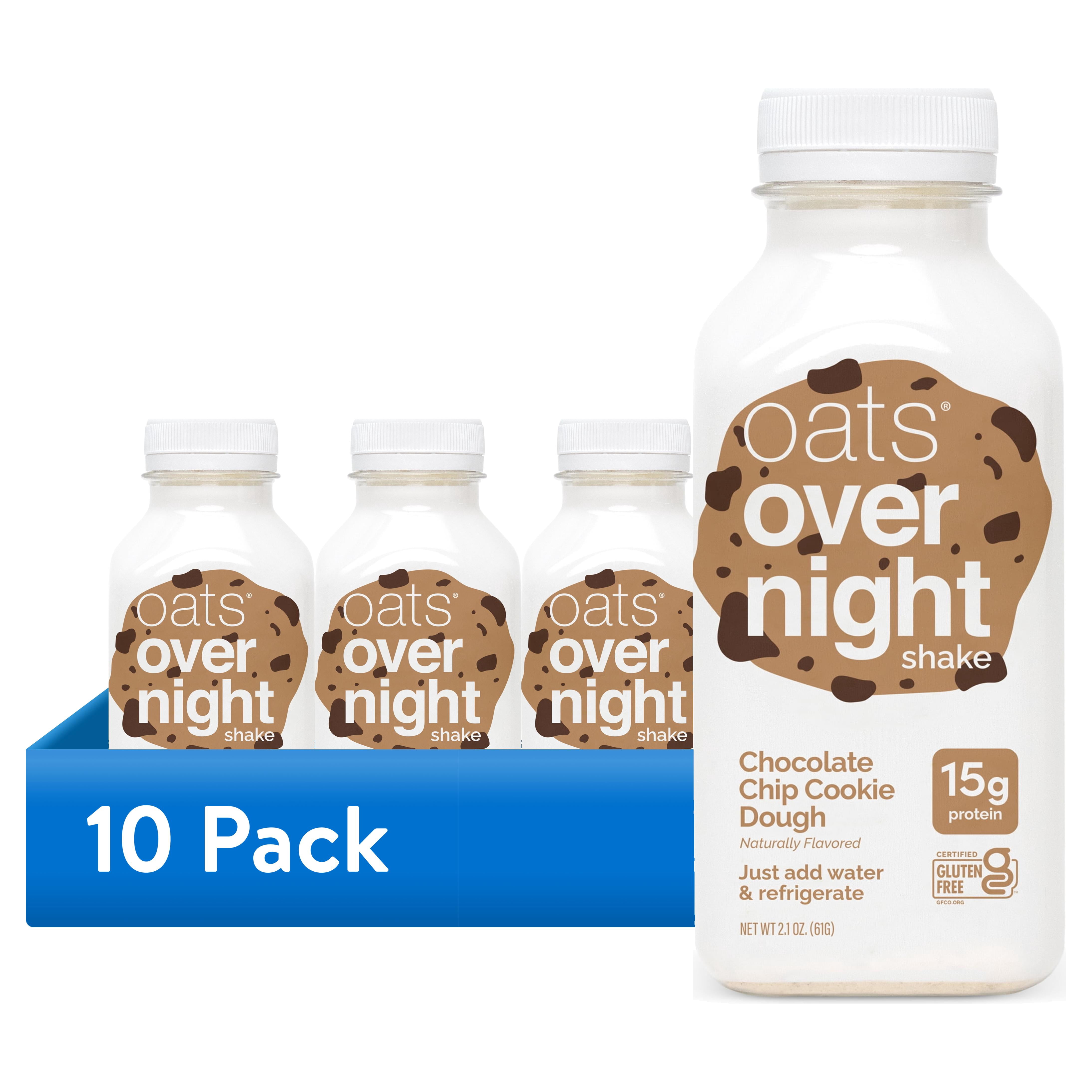 (10 pack) Oats Overnight Chocolate Chip Cookie Dough Protein Overnight Oatmeal Shake, 2.1 oz, 1 Count