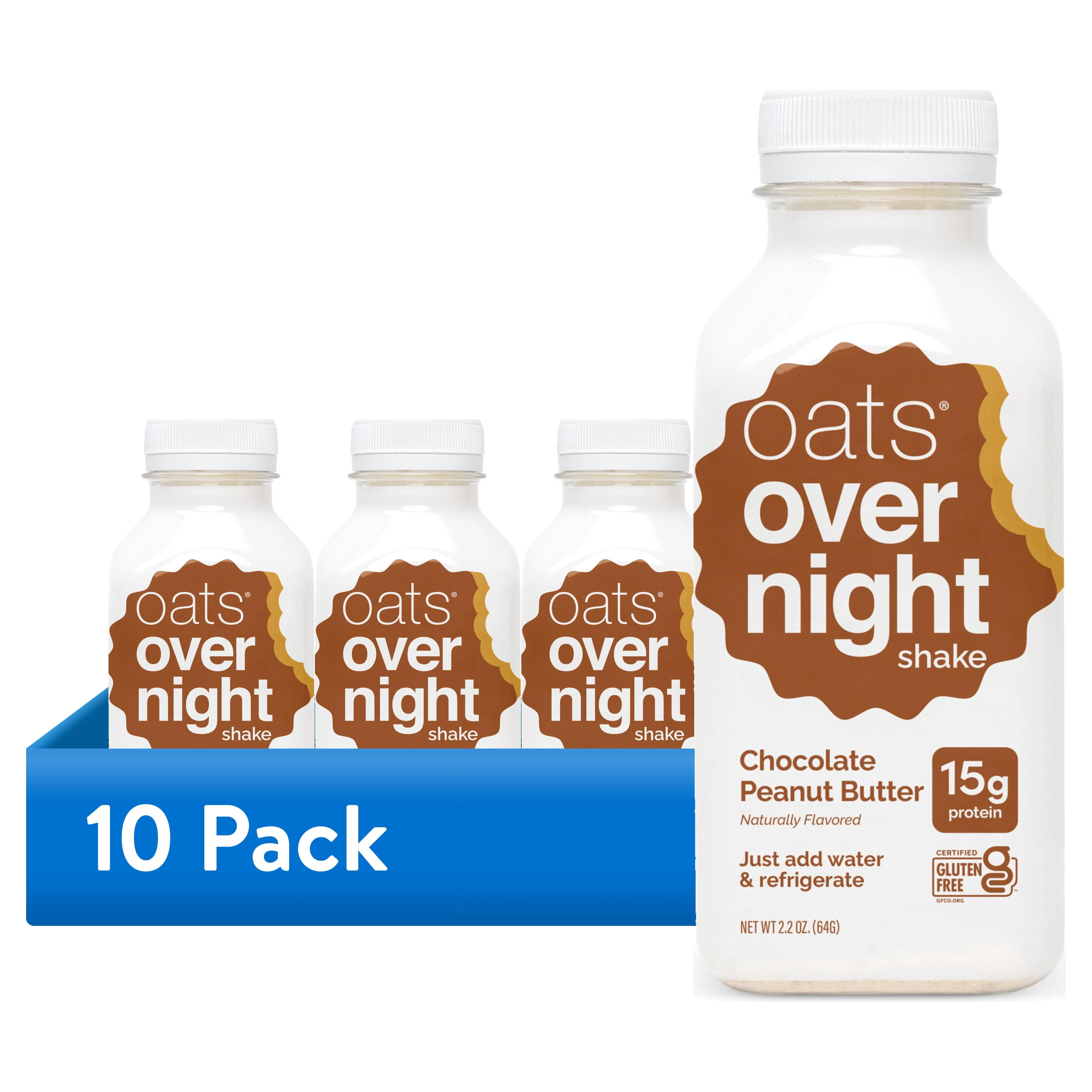 (10 pack) Oats Overnight Chocolate Peanut Butter Protein Overnight Oatmeal Shake, 2.2 oz, 1 Count