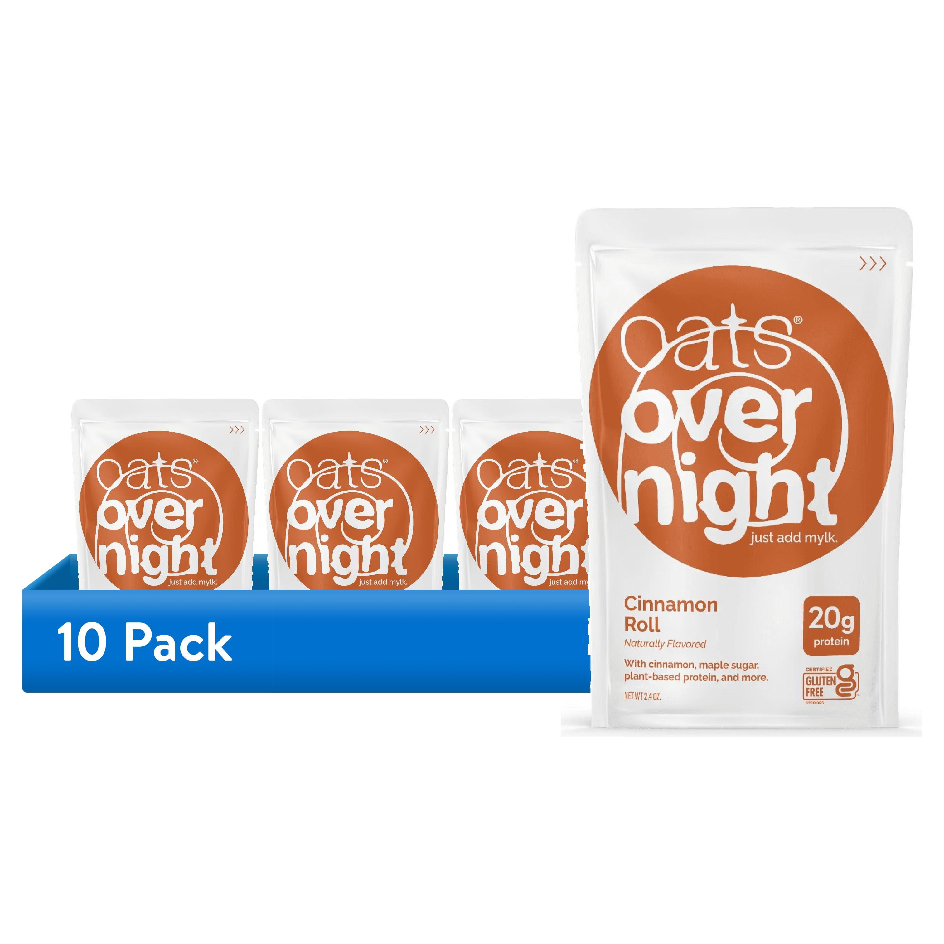 (10 pack) Oats Overnight Cinnamon Roll High Protein Overnight Oatmeal Shake Pouch