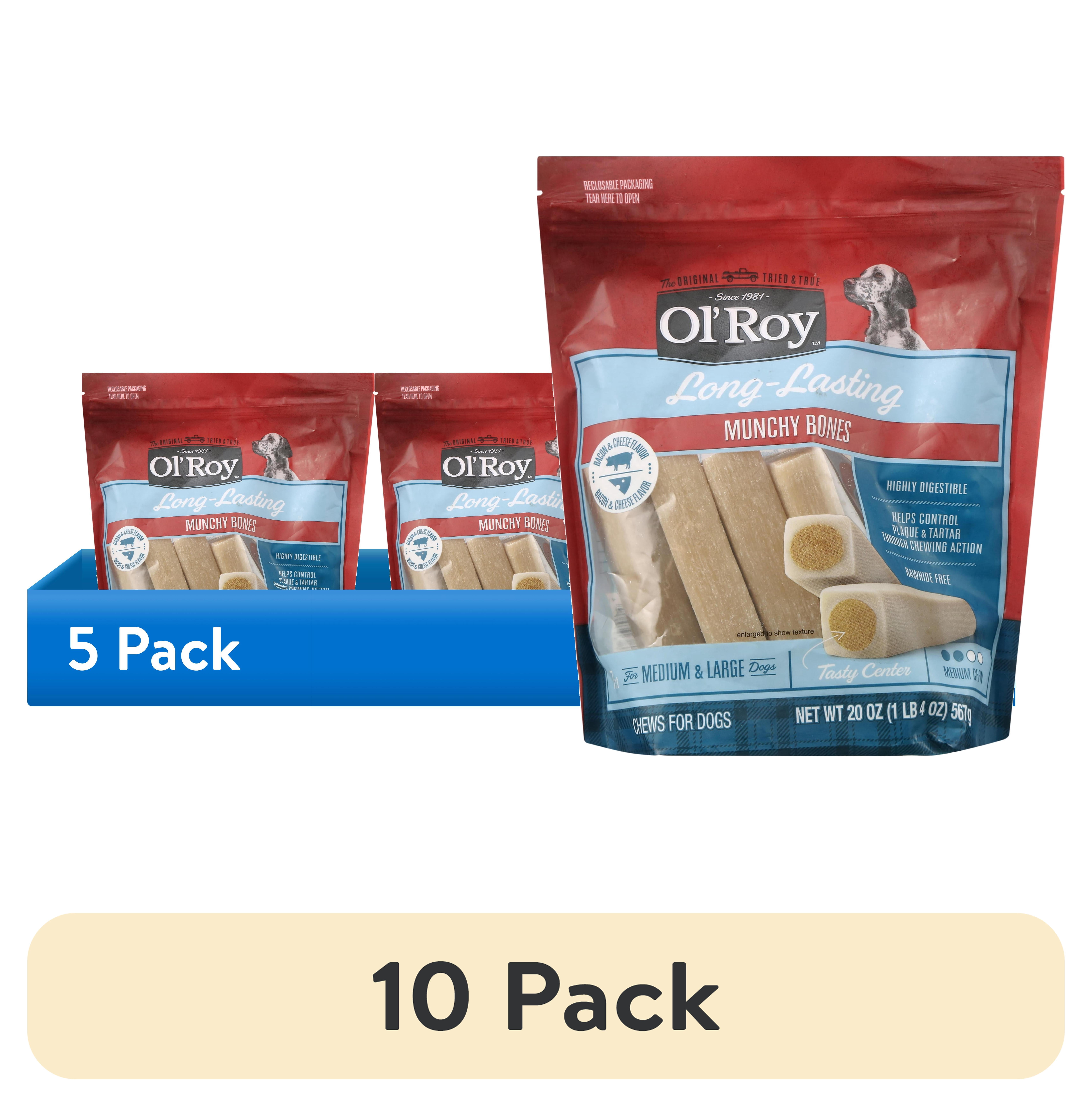(10 pack) Ol' Roy Munchy Bone Dog Treats, Bacon and Cheese Flavor, 20 oz, 7 Count
