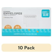 (10 pack) PEN + GEAR #6 Privacy Tint Gummed Envelopes, White, 3.63 in x 6.5 in, 100 Count