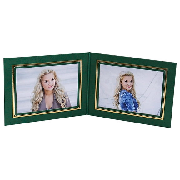 (10 pack) PRESIDENTIAL Double 7x5 Green leatherette frame w gold foil border  sold in 10 s  - 5x7