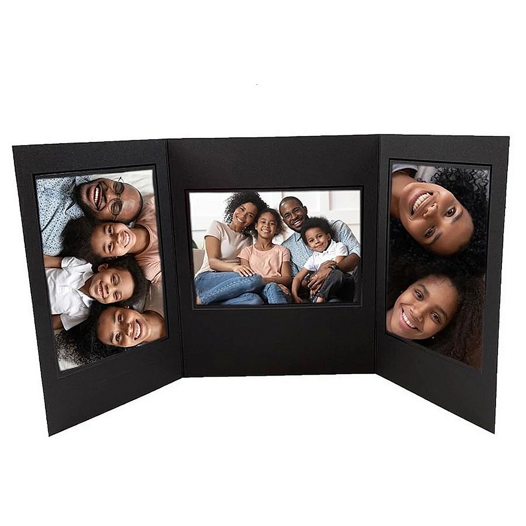 (10 pack) PROMENADE Triple 5x7 7x5 Black cardstock photo frame w gold