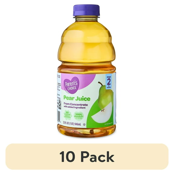 (12 pack) Parent's Choice Pear Juice from Concentrate, Stage 2, 32 fl oz
