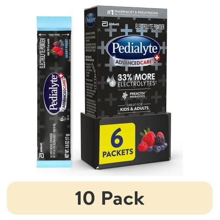 (10 pack) Pedialyte AdvancedCare Plus Electrolyte Powder, Berry Frost, 6 Powder Packets