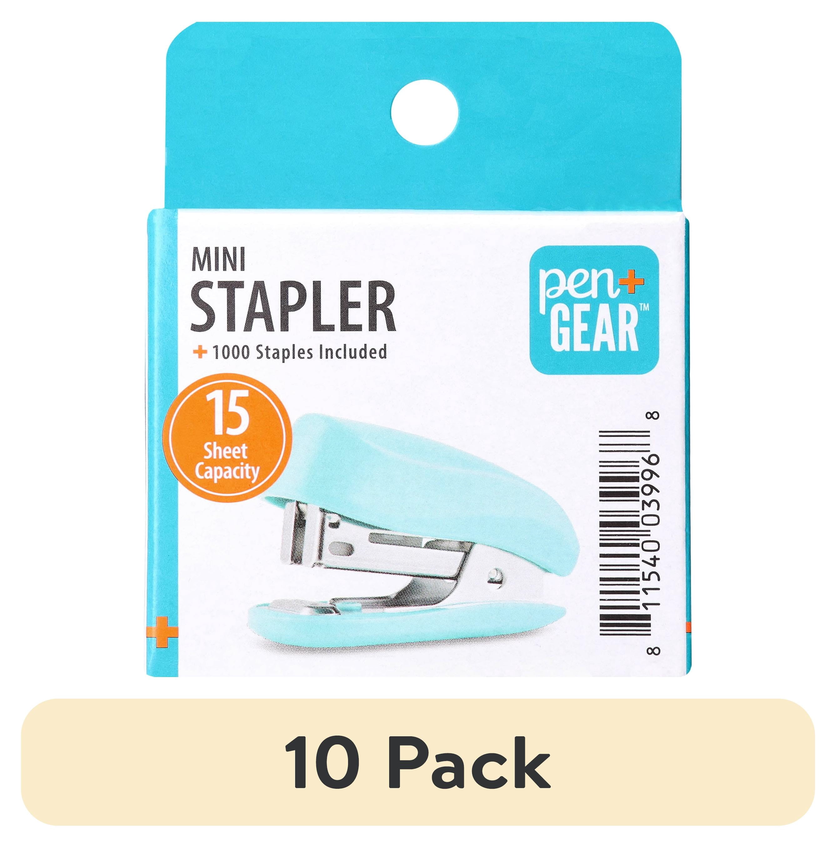 (10 pack) Pen+Gear Mini Stapler, 15-Sheet Capacity, 1000 Staples, Blue
