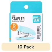 (10 pack) (10 pack) Pen+Gear Mini Stapler, 15-Sheet Capacity, 1000 Staples, Blue