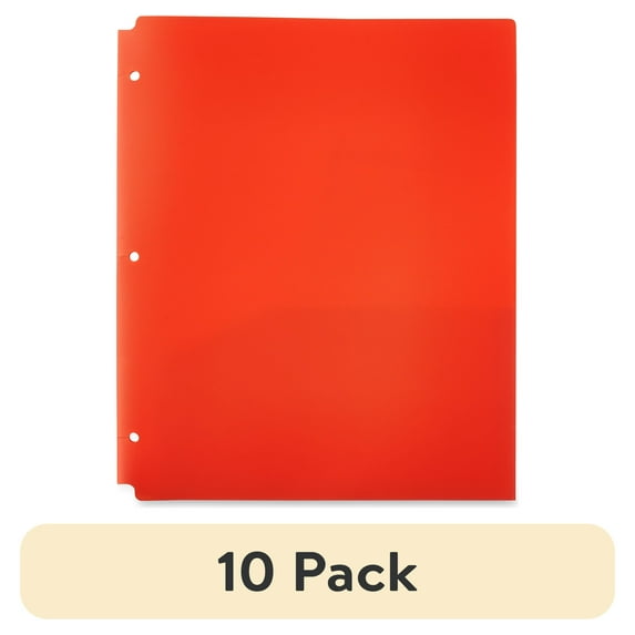 (10 pack) Pen+Gear 2-Pocket Poly Folders, Orange, 9.4" x 11.4", 50 Pack