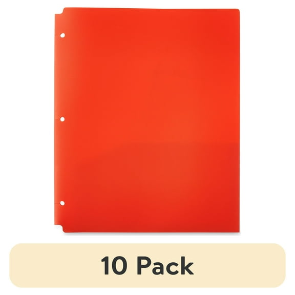 (10 pack) Pen+Gear 2-Pocket Poly Folders, Orange, 9.4" x 11.4", 50 Pack