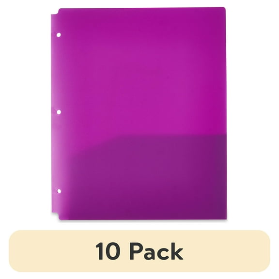 (10 pack) Pen+Gear 2-Pocket Poly Folders, Purple, 9.4" x 11.4", 50 Pack