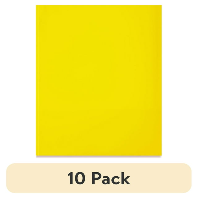 (10 pack) Pen+Gear 3-Prong Paper Folder, Solid Yellow Color, Letter Size