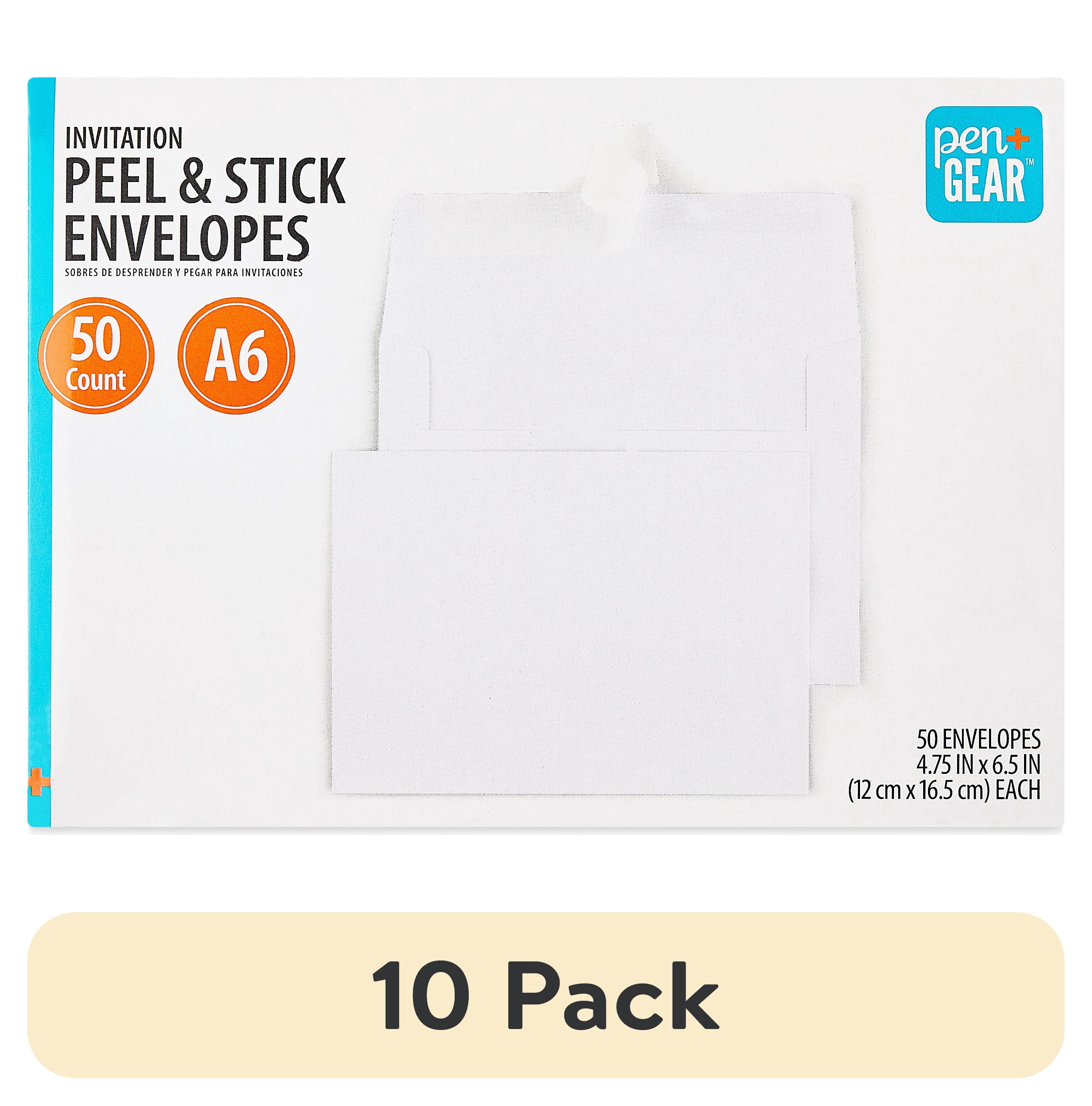 (10 pack) Pen+Gear A6 Invitation Peel and Stick Envelopes, White, 4.75 in x 6.5 in, 50 Count