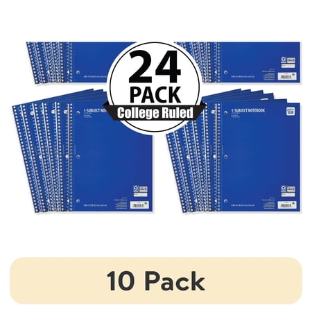 (10 pack) Pen+Gear College Rule Blue 1 Sub Notebook, 8"x10.5, 70 Sheets Each (24 Pack), New