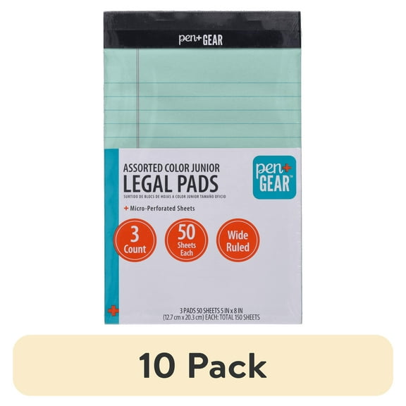 (10 pack) Pen + Gear Legal Pads Pastel Color Paper, 50 Sheets, 3 Count