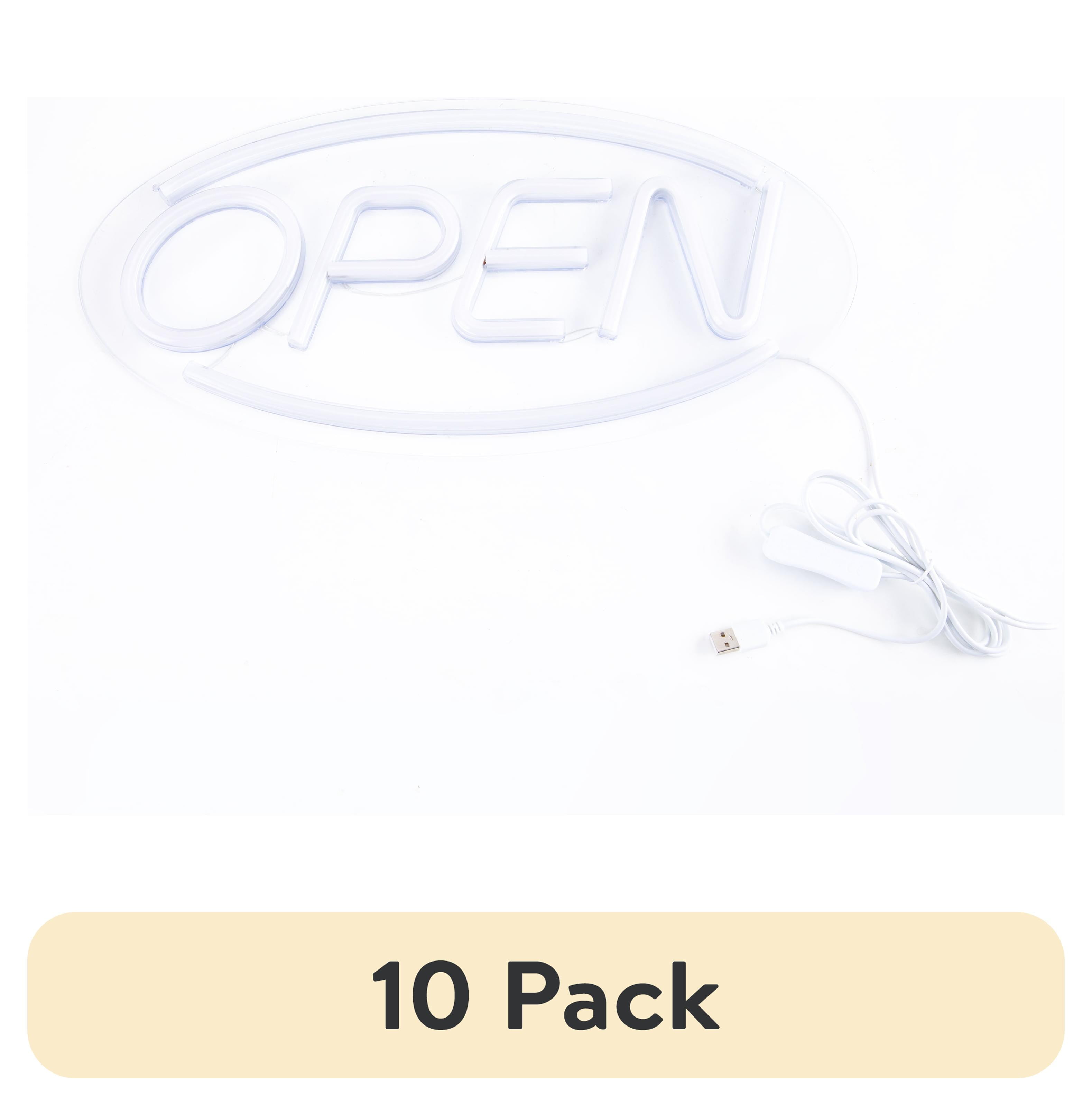 (10 pack) Pen+Gear Neon LED Open Sign, 17.7 x 8.7 in, Red and Blue Lights, Plug-in Powered, Clear Display