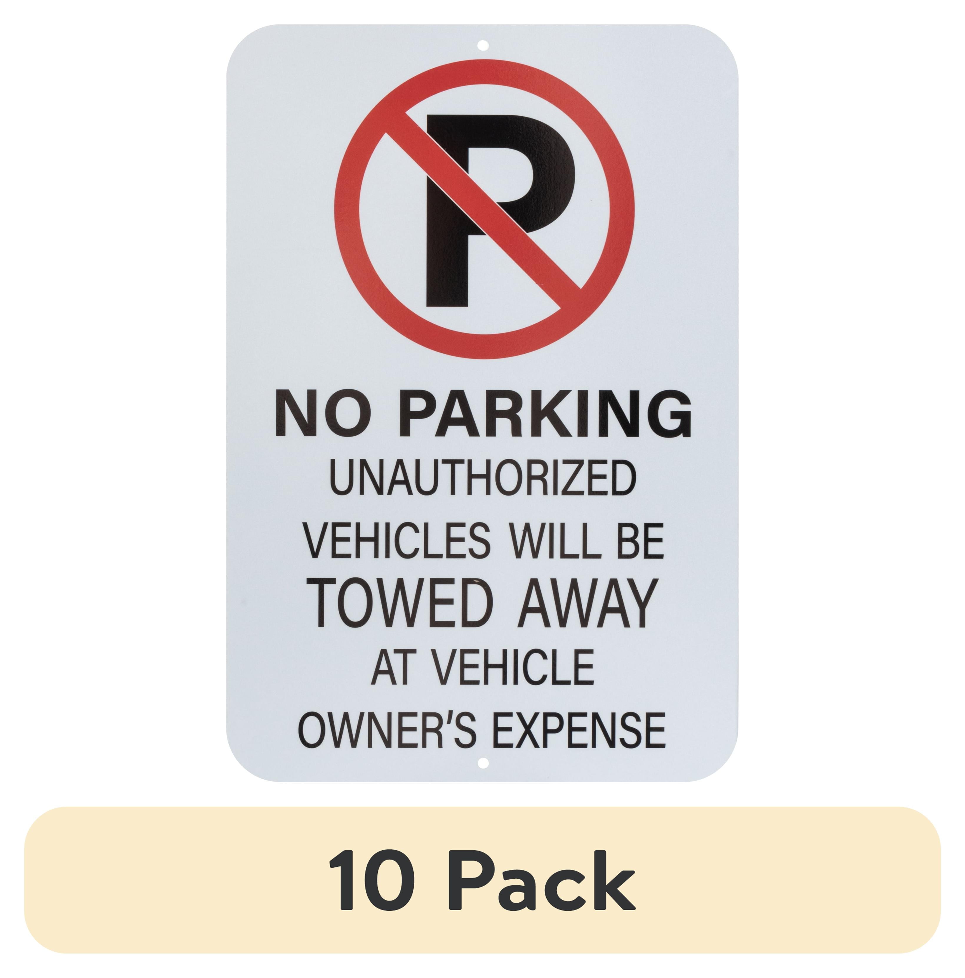 (10 pack) Pen+Gear No Parking Sign, 12x18 inches- Vibrant White/Red, Steel, Versatile Installation for Indoor/Outdoor
