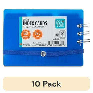 (10 pack) Pen+Gear Ringed Poly Cover Ruled Paper Index Cards, Blue, 3" x 5", 60 Count
