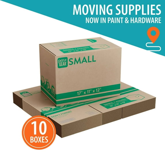(10 pack) Pen+Gear Small Moving Boxes, 17 in. L x 11 in. W x 12 in. H, Kraft