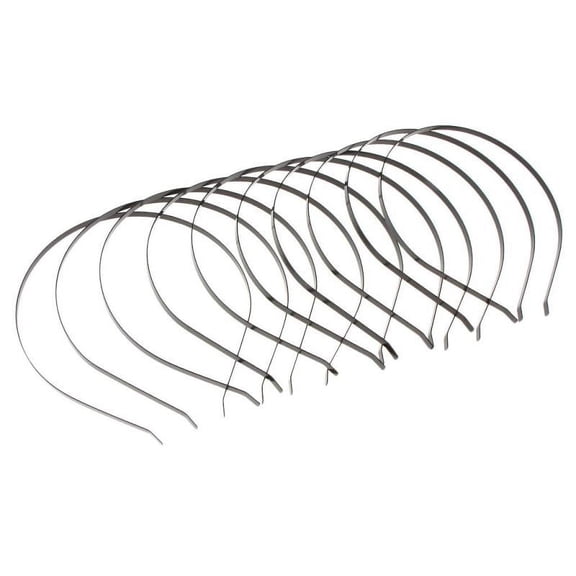 10/pack Plain Metal Headband Hair Women Girls' Headwear DIY Craft - Black, as described