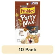 (10 pack) Purina Friskies Party Mix Wild West Crunch Cat Treats, Beef, Liver, & Cheddar, 2.1 oz Bag