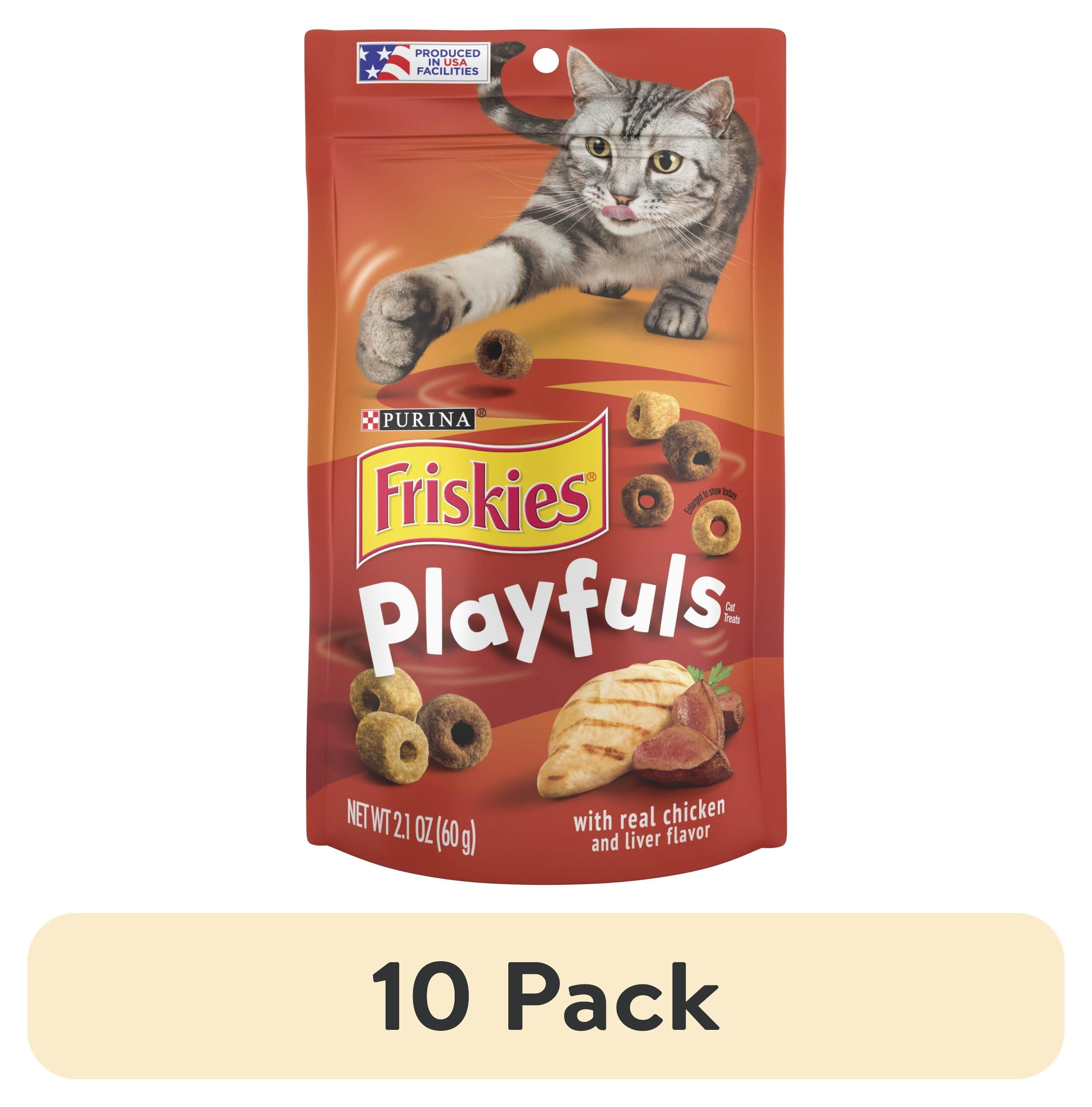 (10 pack) Purina Friskies Playfuls Cat Treats, Chicken & Liver, 2.1 oz Bag