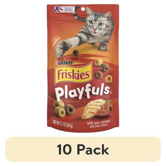 (10 pack) Purina Friskies Playfuls Cat Treats, Chicken & Liver, 2.1 oz Bag