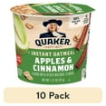 thumbnail image 1 of (10 pack) Quaker Instant Oatmeal, Apple Cinnamon, Quick Cook Oatmeal, 1.5oz Cup, 1 of 8