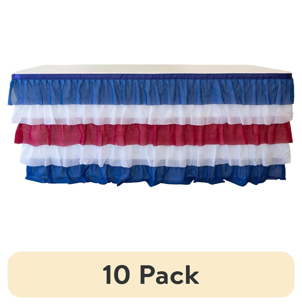 (10 pack) RTC Group 100% Polyester Tulle Ruffle Table Skirt Cover 6ft, 72 x 30 - Birthday Parties, Wedding, Party Decorations, Patriotic