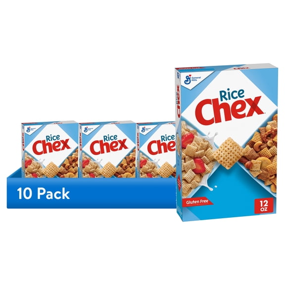 (10 pack) Rice Chex Gluten Free Breakfast Cereal, Homemade Chex Mix Ingredient, 12 oz