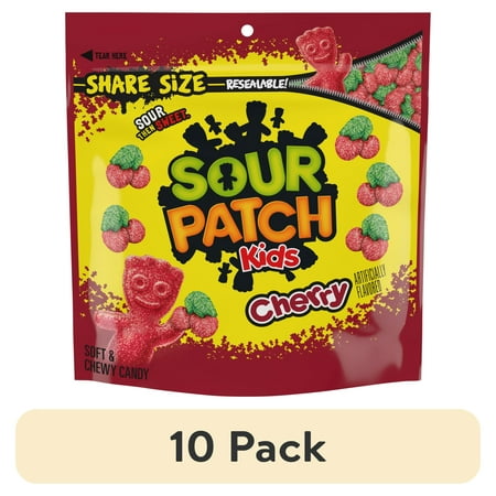(10 pack) SOUR PATCH KIDS Cherry Soft & Chewy Candy, Share Size, 10.86 oz
