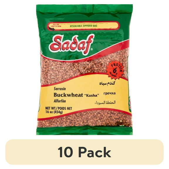 (10 pack) Sadaf Brand Buckwheat "Kasha", 16 oz, in a Sealable Bag