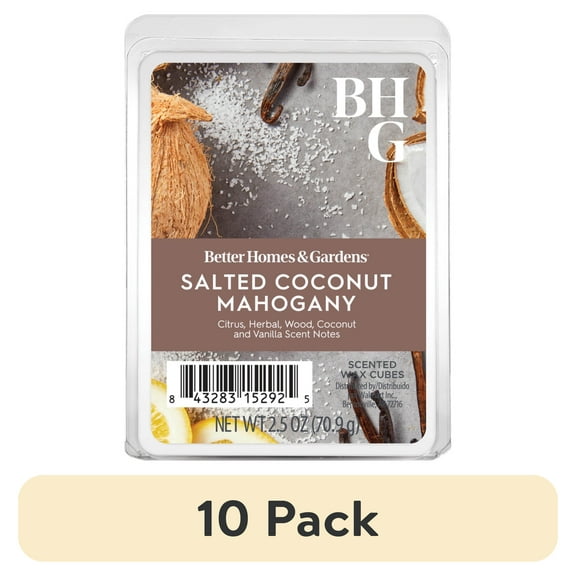 (10 pack) Salted Coconut & Mahogany Scented Wax Melts, Better Homes & Gardens, 2.5 oz