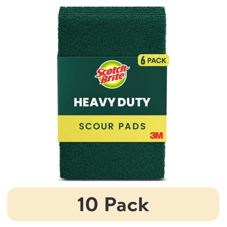 (10 pack) Scotch-Brite Heavy Duty Scour Pads, 6 Sponges Total