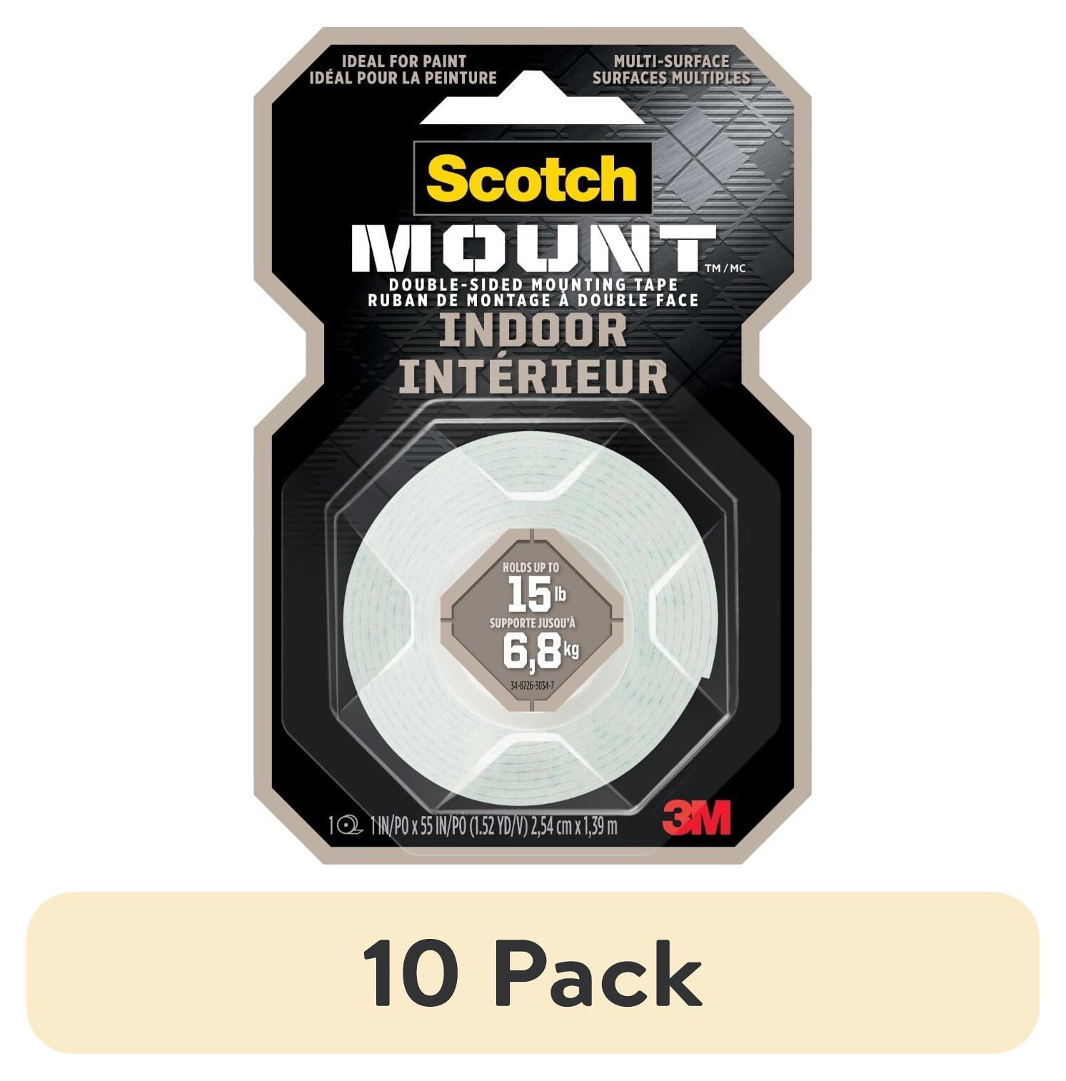 (10 pack) Scotch-Mount Indoor Double-Sided Mounting Tape, 1 in x 55 in, 1 Roll