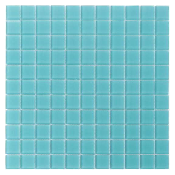 10 pack Sky Blue 11.8 in. x 11.8 in. 1 in. x 1 in. Matte Finished Glass Mosaic Floor and Wall Tile (9.67 sq. ft./Case)